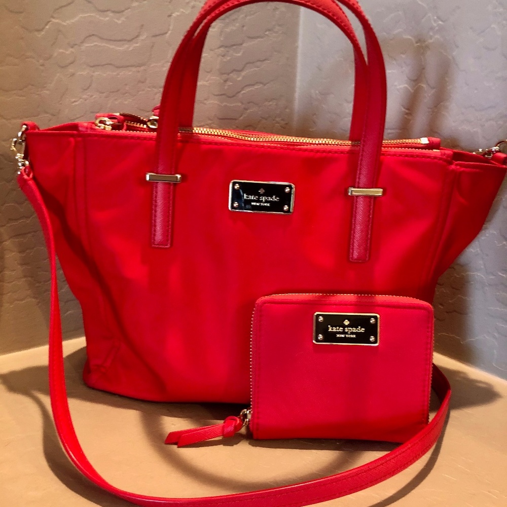 Kate Spade Red Alyse Wilson Road & matching wallet